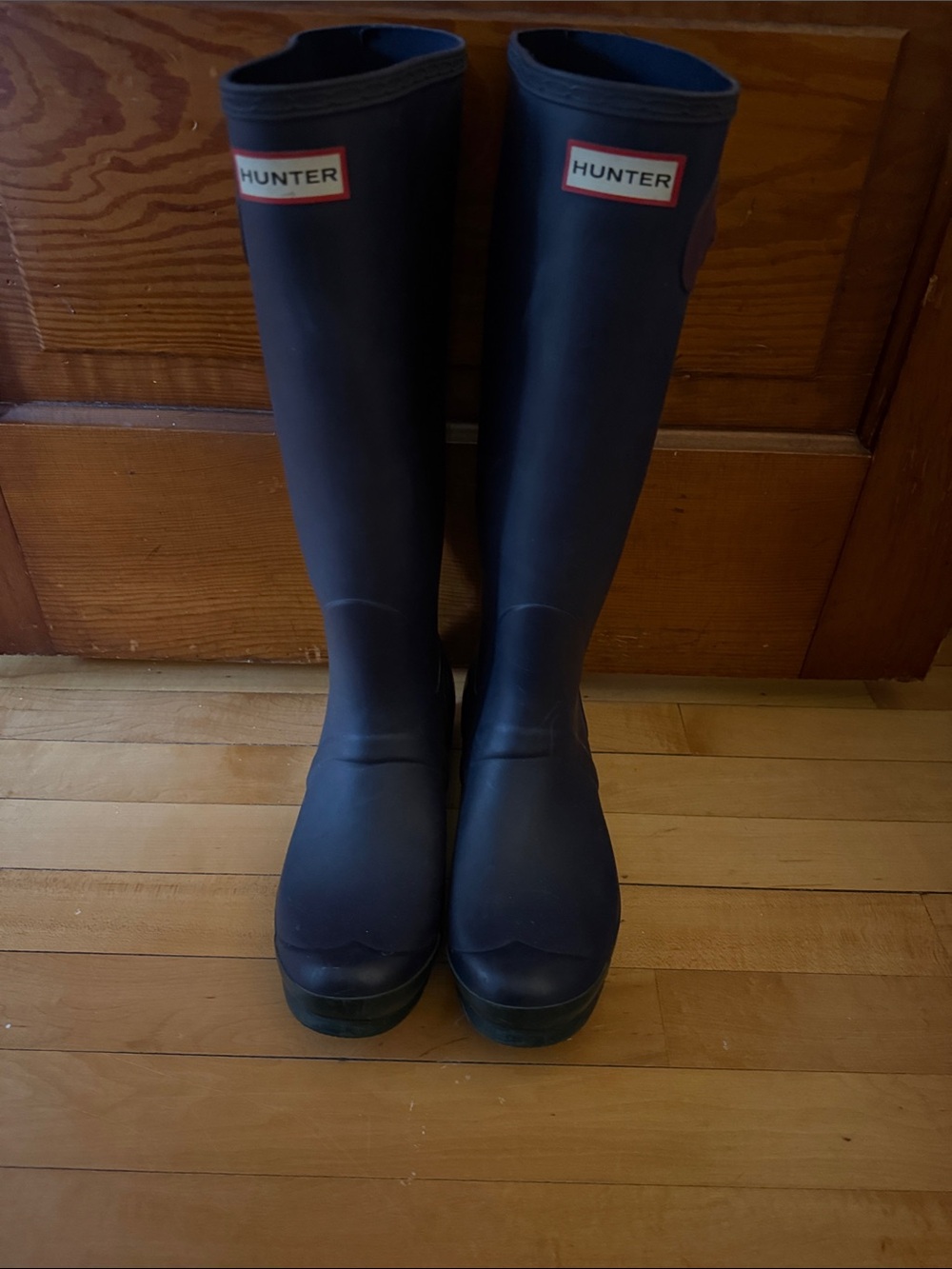 Hunter Navy Tall Gloss Rain Boots